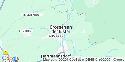 Karte Crossen an der Elster