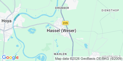 Karte Hassel (Weser)