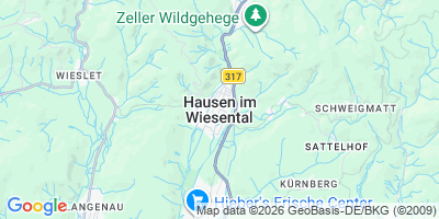 Karte Hausen im Wiesental